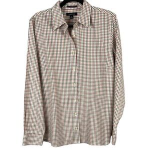 Lands' End Multicoloured Plaid Blouse with Classic Style Size 14T